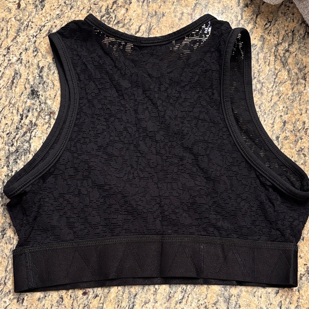 Alala Curve Black Lace High Neck Sports Bra Crop Top | Chich Activewear - Picture 5 of 5